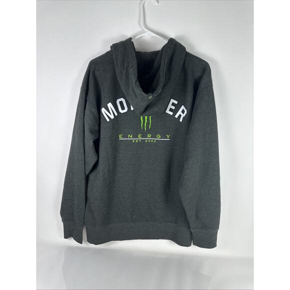 Monster Energy Zip-Up Hoodie Heather Charcoal Size Large SOFT - Picture 2 of 8